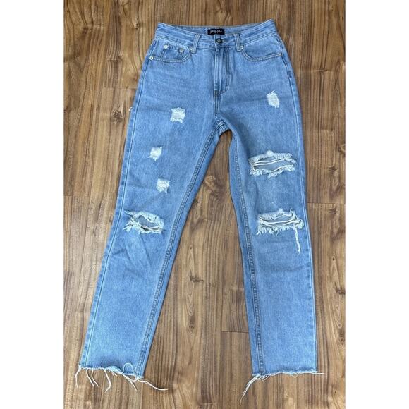 Nasty Gal Womens Distressed High Waste‎ Blue Jeans, Size UK 6/ US 4 - Picture 1 of 6